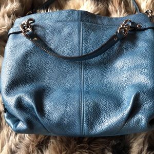 BEAUTIFUL Metallic Blue COACH Brook Hobo Satchel